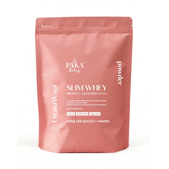 Białko Slim Whey Protein + Glucomannan (smak truskawkowy) 625 g (20 porcji)
